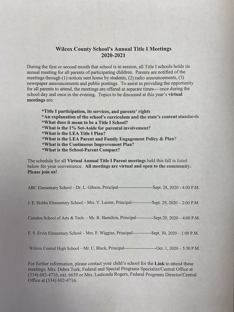 Annual Title I Meeting